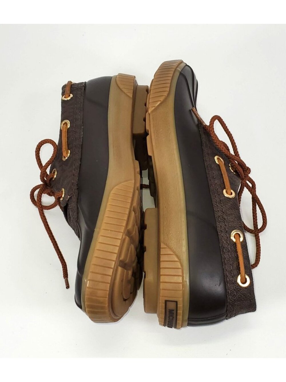 Michael Kors Women's Hyde Brown Leather/Rubber Logo Duck Boots Size 6 1278 - Picture 11 of 12